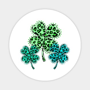 Trio Green Leopard Shamrock Magnet